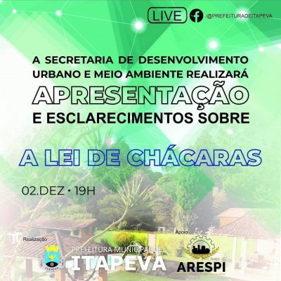 Prefeitura de Itapeva e ARESPI apresentam em live diretrizes da Lei de Chácaras