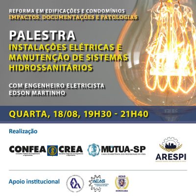 Palestra: Instalações elétricas e manutenção de sistemas hidrossanitários