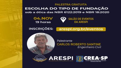 ARESPI e CREA-SP promovem palestra presencial sobre escolha do tipo de fundação