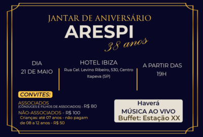 ARESPI convida para Jantar de Aniversário pelos 38 anos