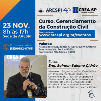 Curso Imperdível: Gerenciamento da Construção Civil com o Professor Eng. Salmen Saleme Gidrão